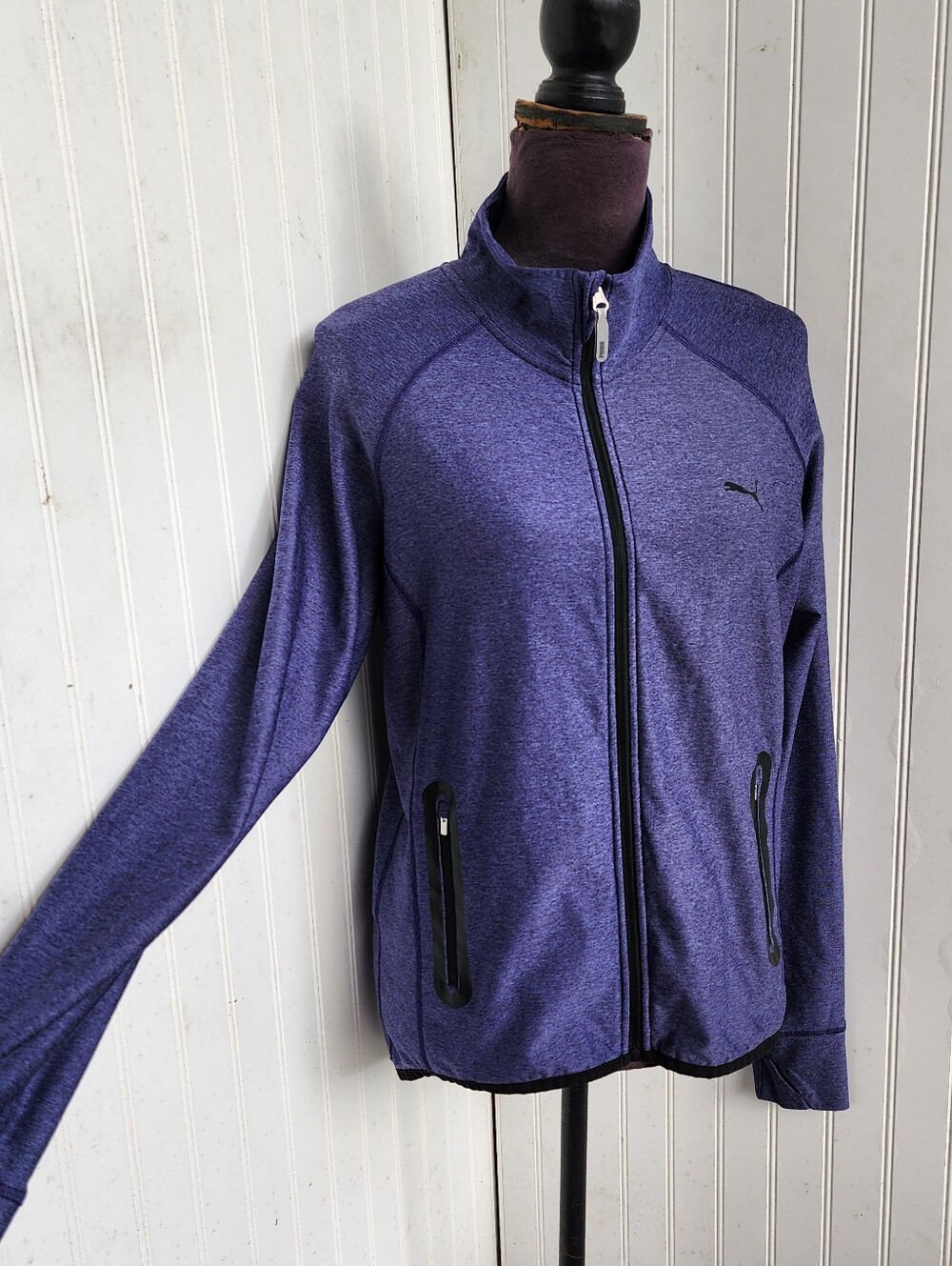 PUMA Women’s Track Jacket Blue Full Zip Thumbhole Running Workout Activewear XL